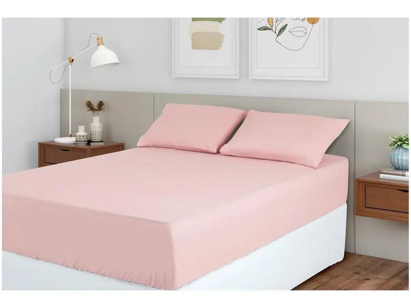 Queen Bed Set Polyester Marcellin Textile 400 Yarn Hyperval Rosé 3 Pieces