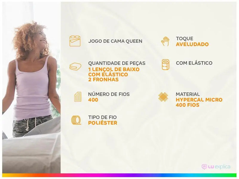 Queen Bed Set Polyester Marcellin Textile 400 Yarn Hyperval Rosé 3 Pieces